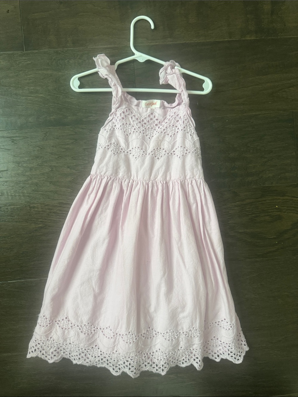 Cat & Jack Pale Pink Eyelet Sundress with Tie Straps